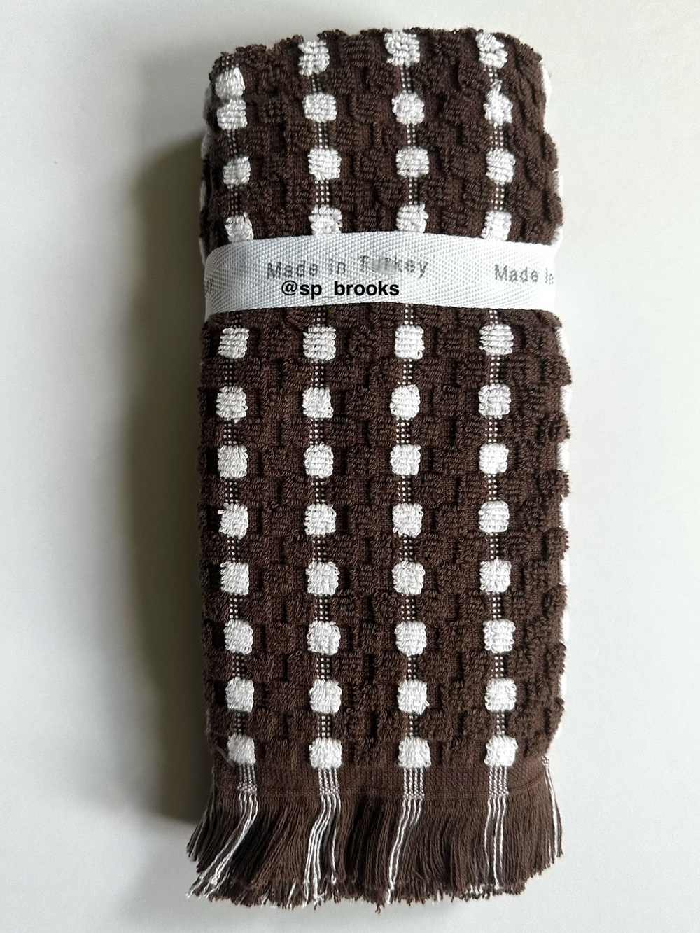 🎁6PC Brooks Brothers Premium Turkish Cotton Bath Towel Set - Brown and White - Picture 11 of 12